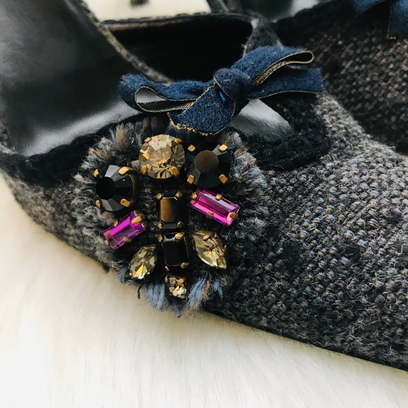 PRADA Gray Embellished Kitten Heels - Picture 2 of 8